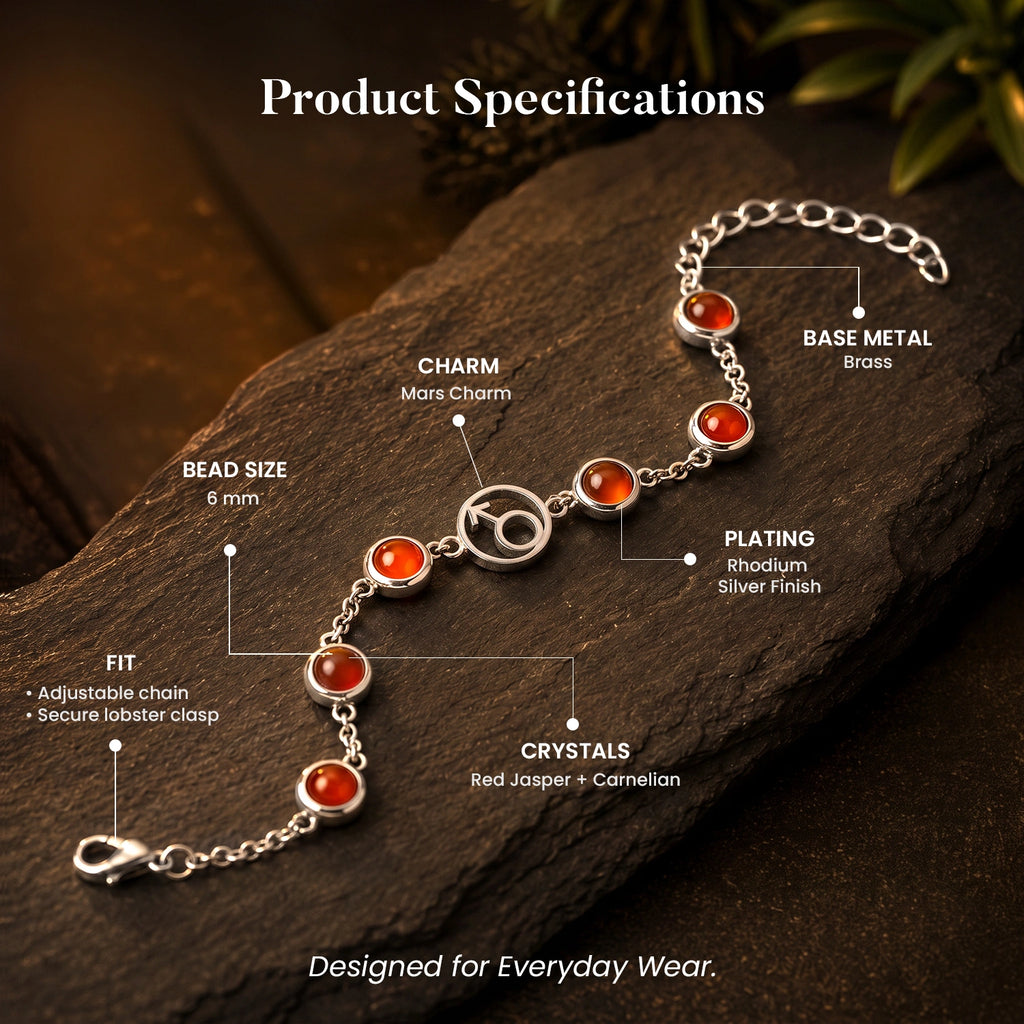 Psychic Number 9 Mars Crystal Bracelet with FREE Raw Selenite Plate