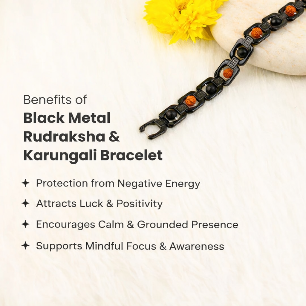 Metal Karungali Rudraksha Bracelet - Black