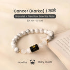 Cancer Zodiac Howlite & Milky Quartz Bracelet