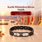 Kashi Rinmukteshwar Siddh Cancer Zodiac Metal Bracelet with Free Raw Selenite Plate