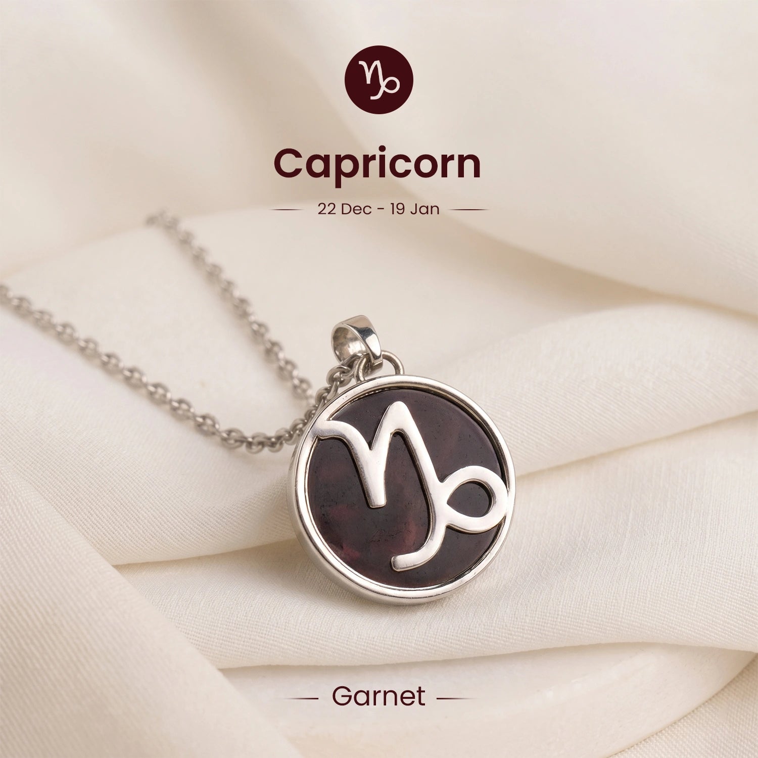 Capricorn Pendant with Garnet
