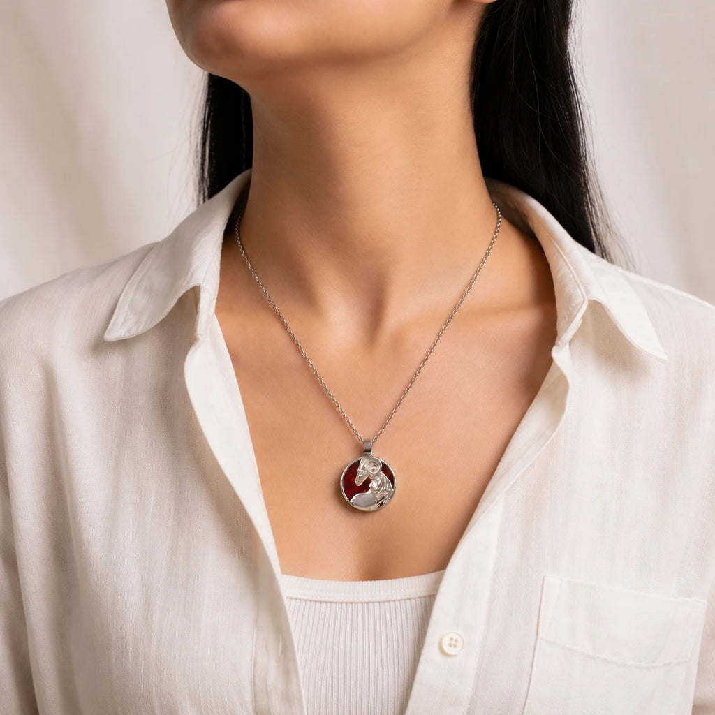 Aries Pendant with Red Jasper Stone