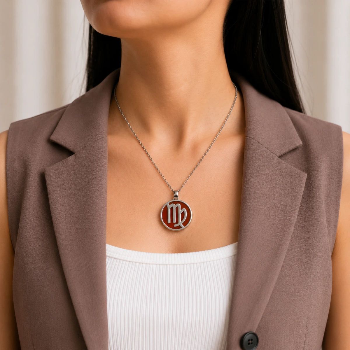 Virgo Pendant with Carnelian