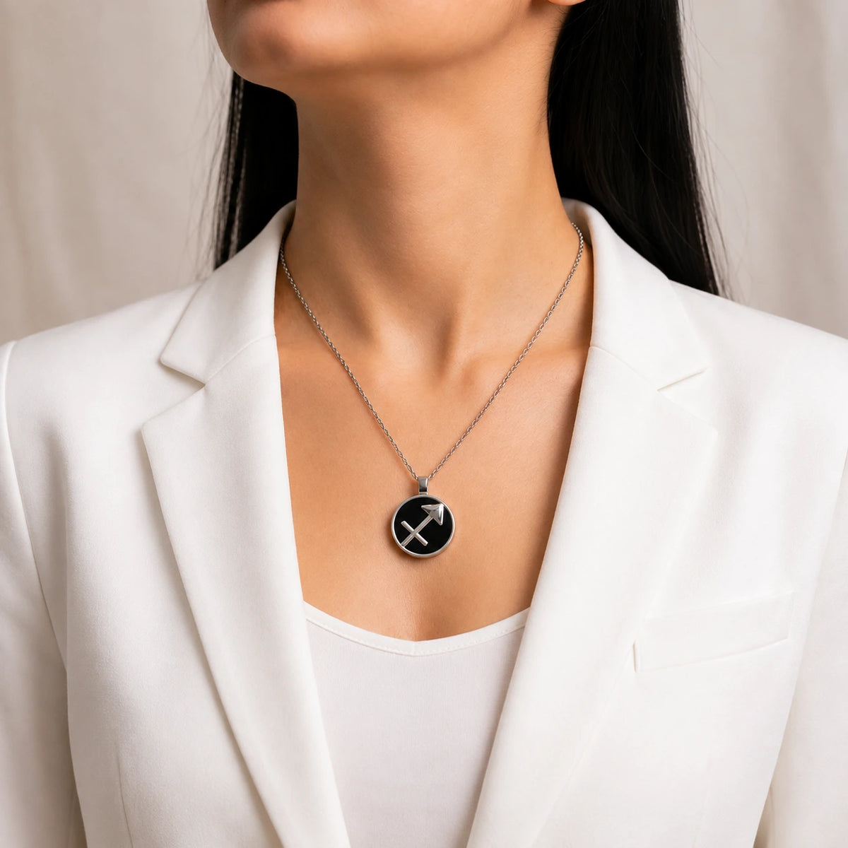 Sagittarius Pendant with Black Obsidian