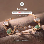 Gemini Zodiac Constellation Bracelet with Free Raw Selenite Plate