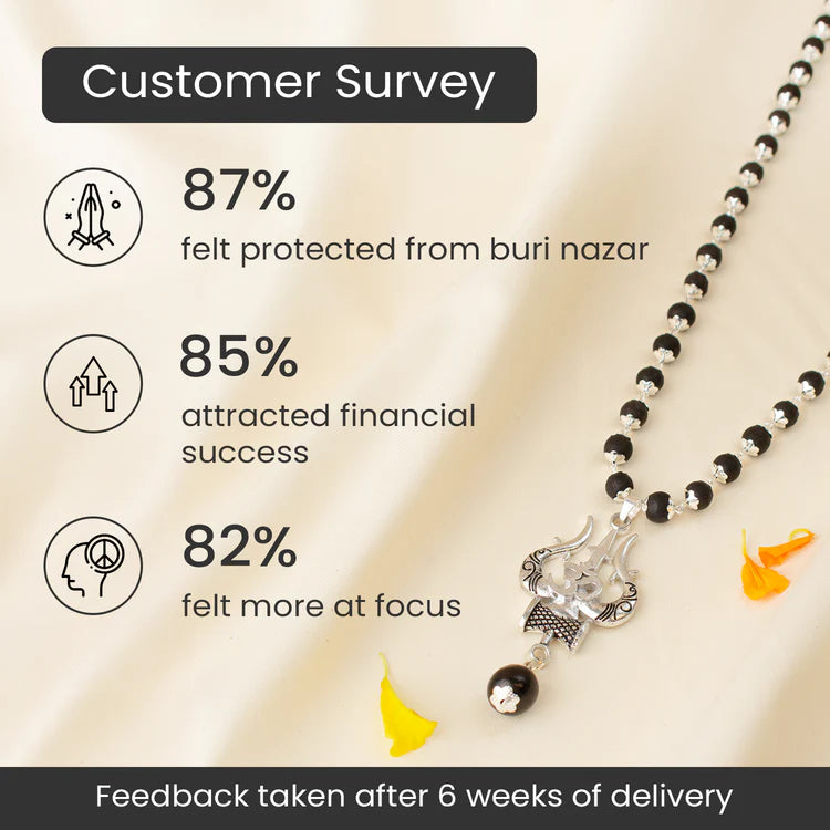 Karungali Mala with Om Shiva Trishul Pendant