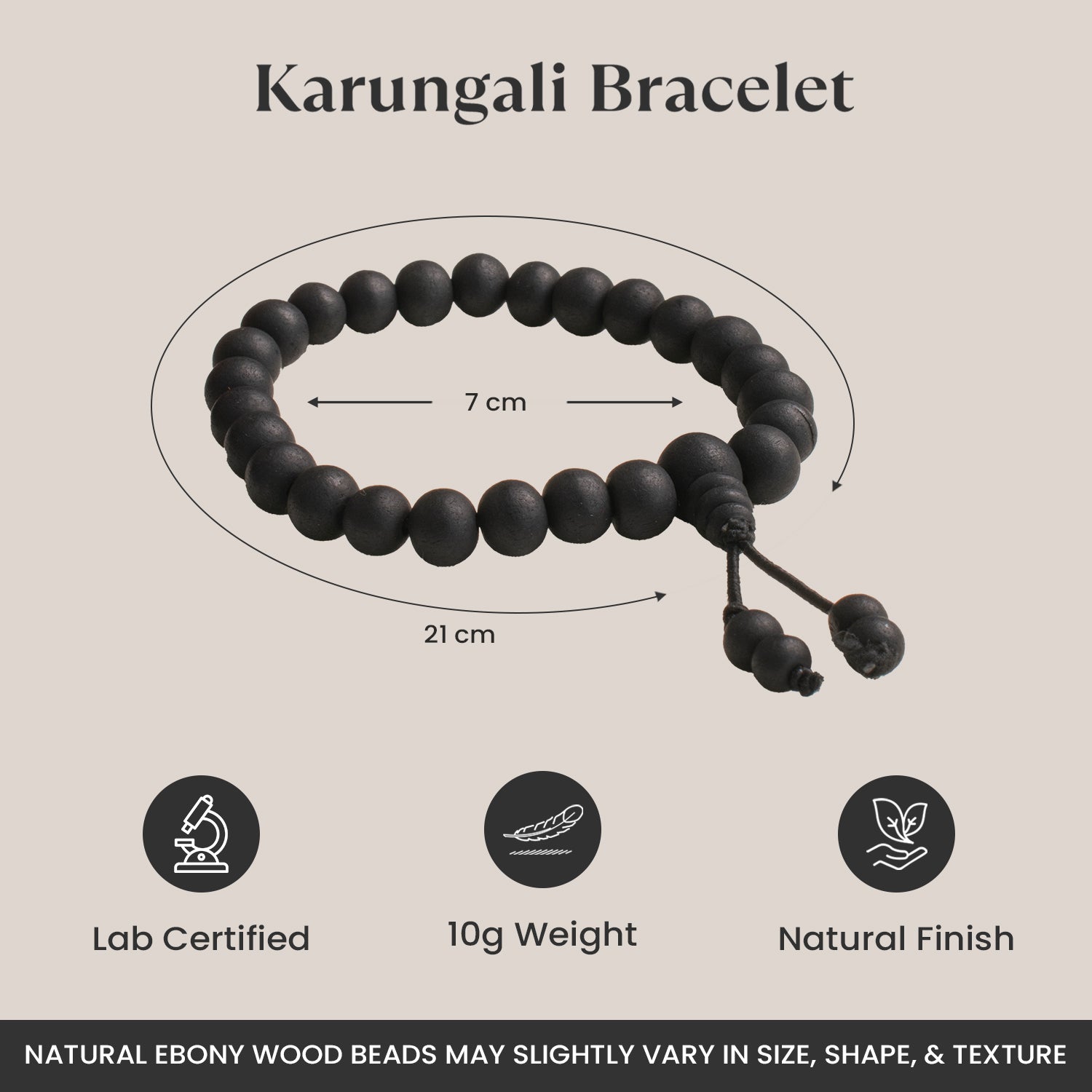 Karungali Malai Bracelet 8mm with Govt. Certification