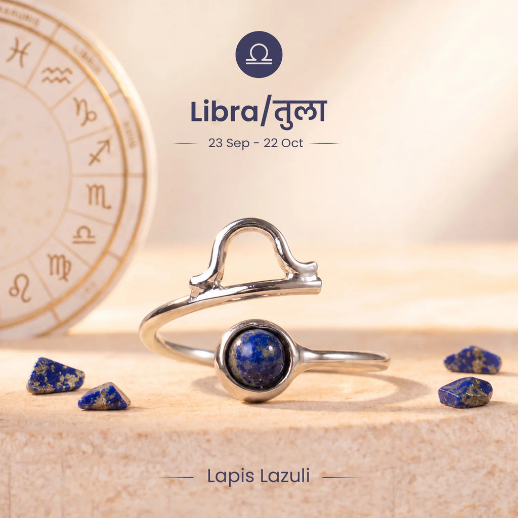 Libra Zodiac Ring with Lapis Lazuli
