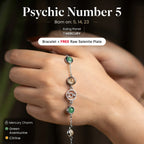 Psychic Number 5 Mercury Crystal Bracelet with FREE Raw Selenite Plate