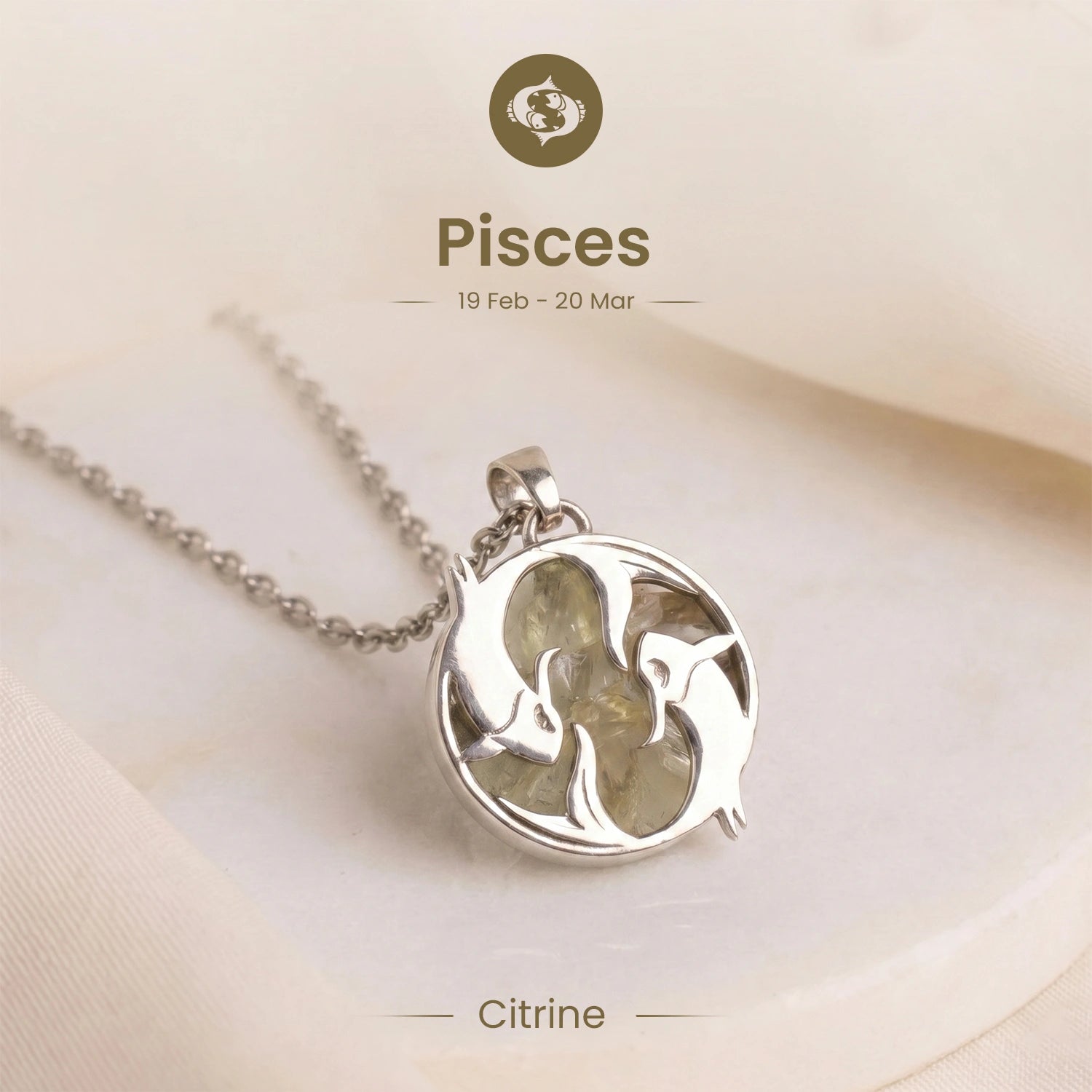 Pisces Pendant with Citrine