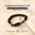 Sagittarius Zodiac Black Obsidian & Lapis Lazuli Bracelet