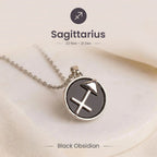 Sagittarius Pendant with Black Obsidian