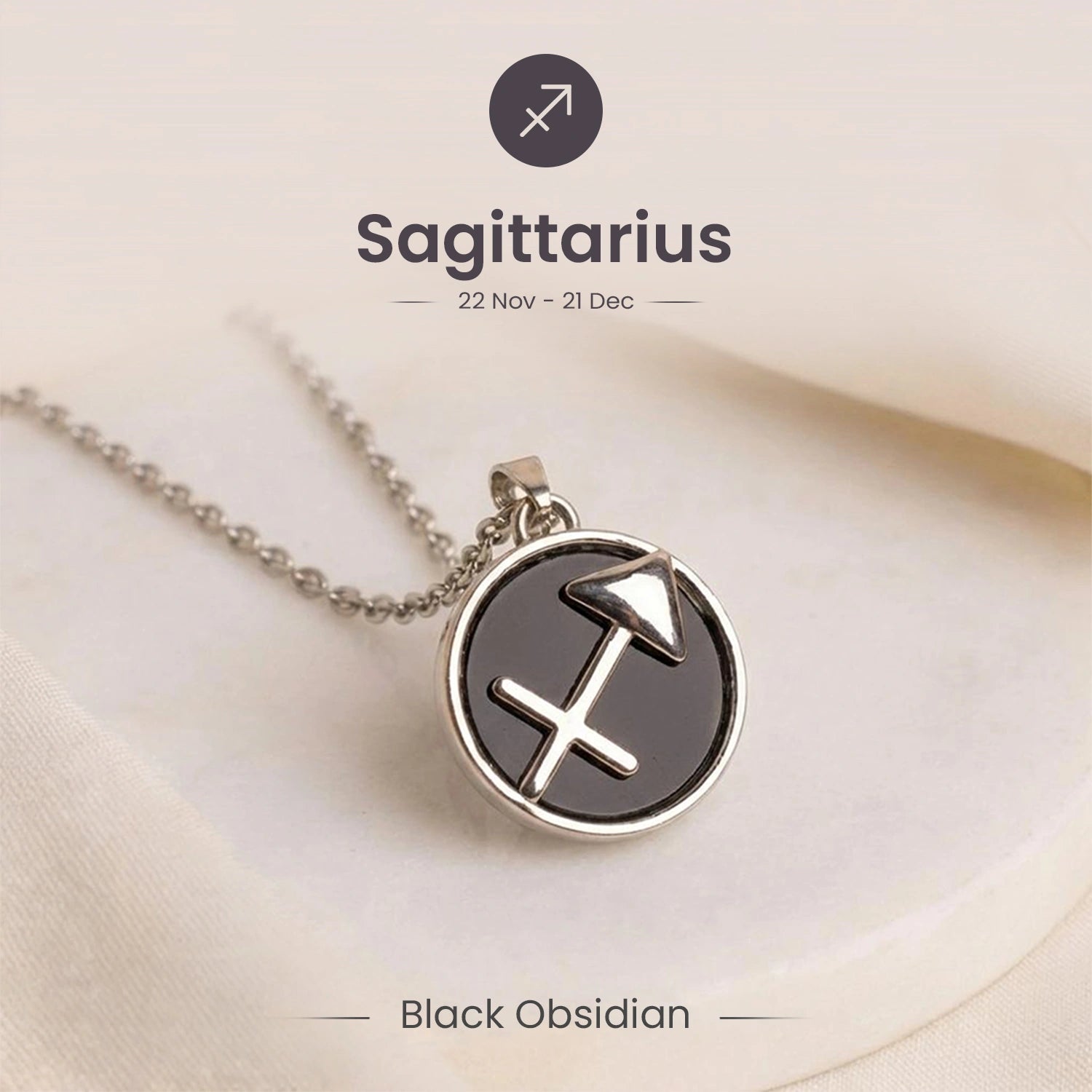 Sagittarius Pendant with Black Obsidian