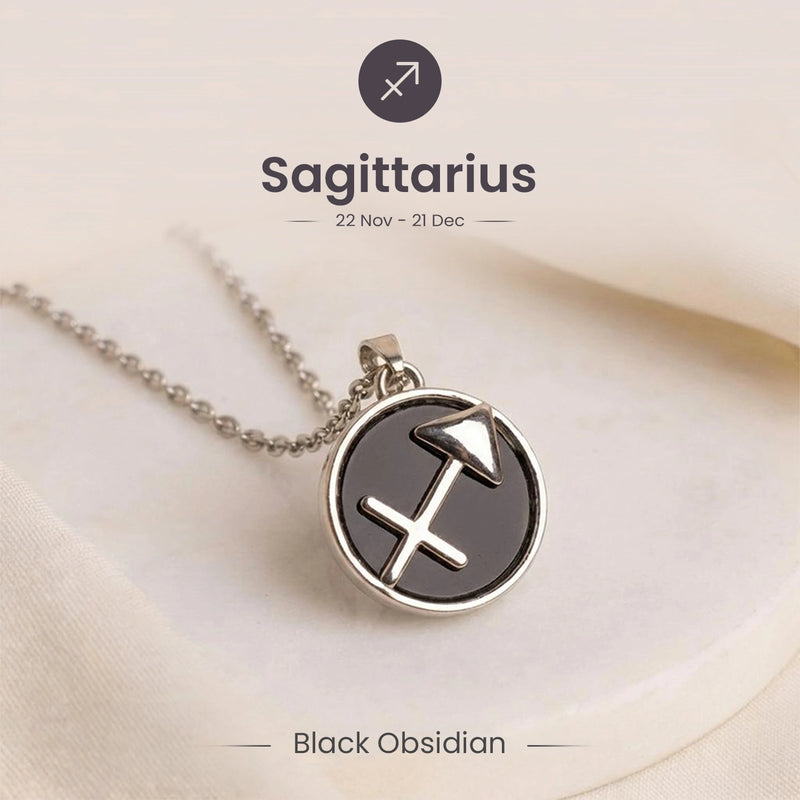 Sagittarius Pendant with Black Obsidian