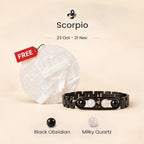 Kashi Rinmukteshwar Siddh Scorpio Zodiac Metal Bracelet with Free Raw Selenite Plate