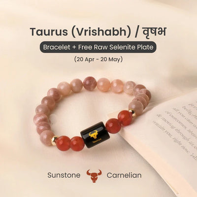 Taurus Zodiac Sunstone & Carnelian Bracelet