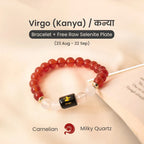 Virgo Zodiac Carnelian & Milky Quartz Bracelet