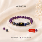 Aquarius Zodiac Amethyst & Lapis Lazuli Bracelet