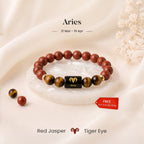 Aries Zodiac Red Jasper & Tiger Eye Bracelet