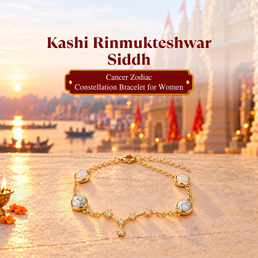 Kashi Rinmukteshwar Siddh Cancer Zodiac Constellation Bracelet with Free Raw Selenite Plate