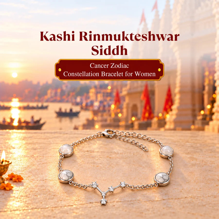 Kashi Rinmukteshwar Siddh Cancer Zodiac Constellation Bracelet with Free Raw Selenite Plate