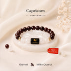 Capricorn Zodiac Garnet & Milky Quartz Bracelet