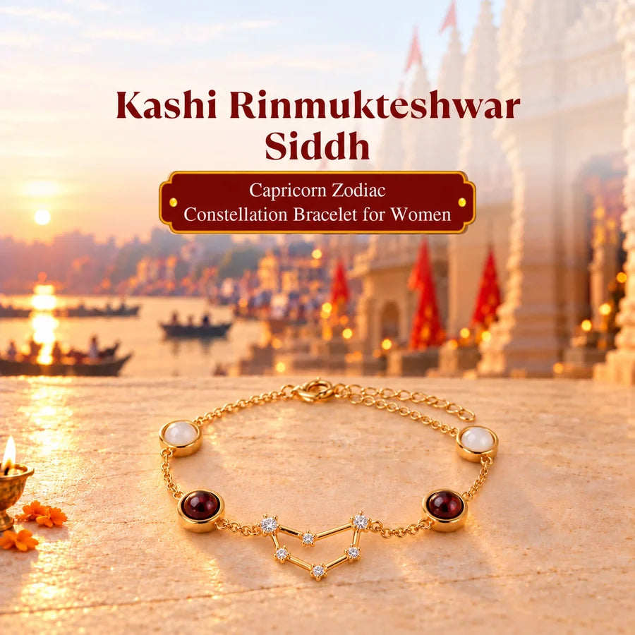 Kashi Rinmukteshwar Siddh Capricorn Zodiac Constellation Bracelet with Free Raw Selenite Plate