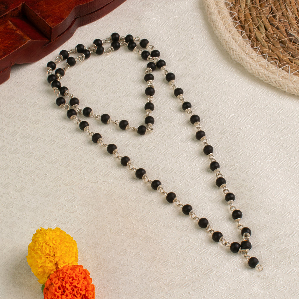 Karungali Malai Silver Capped || 6mm – 54+1 Beads (Original Ebony Wood) with Govt. Certification