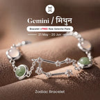 Gemini Zodiac Constellation Bracelet with Free Raw Selenite Plate