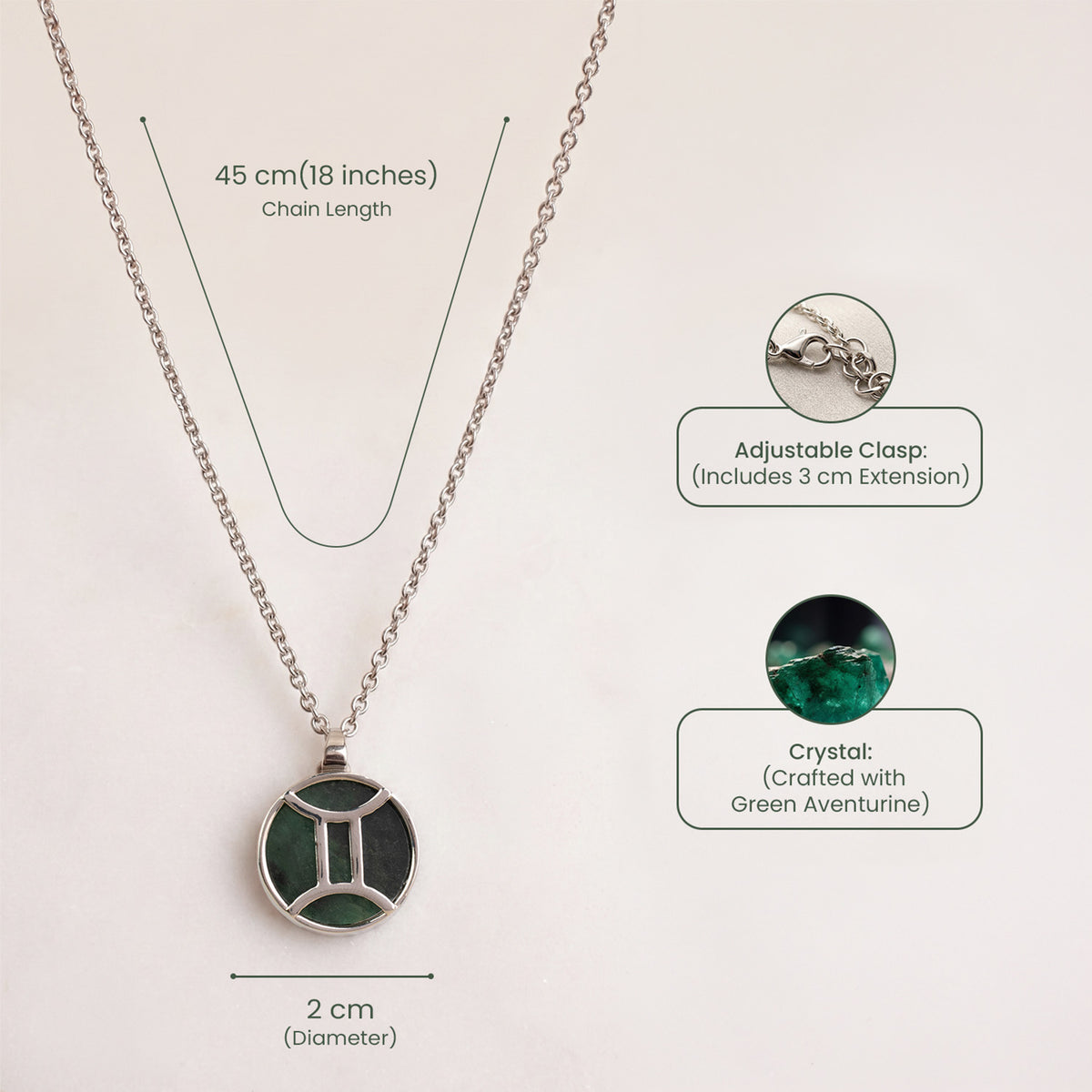 Gemini Pendant with Green Aventurine