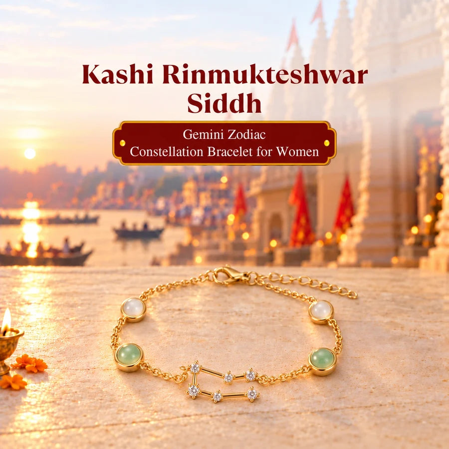 Kashi Rinmukteshwar Siddh Gemini Zodiac Constellation Bracelet with Free Raw Selenite Plate