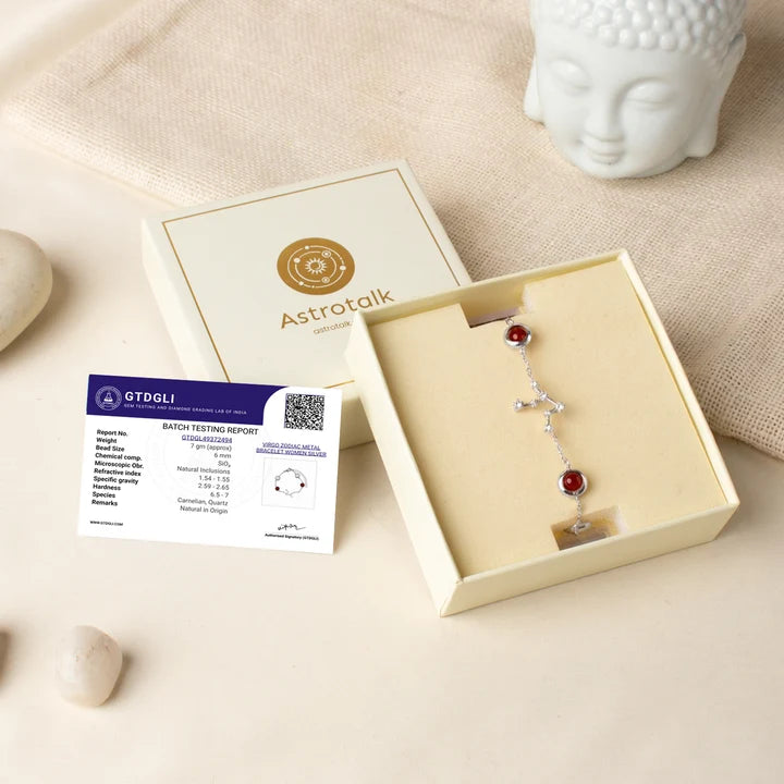 Kashi Rinmukteshwar Siddh Virgo Zodiac Constellation Bracelet with Free Raw Selenite Plate