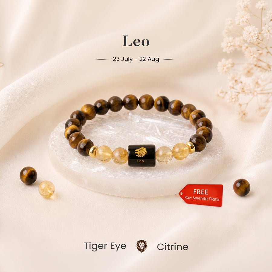 Leo Zodiac Tiger Eye & Citrine Bracelet