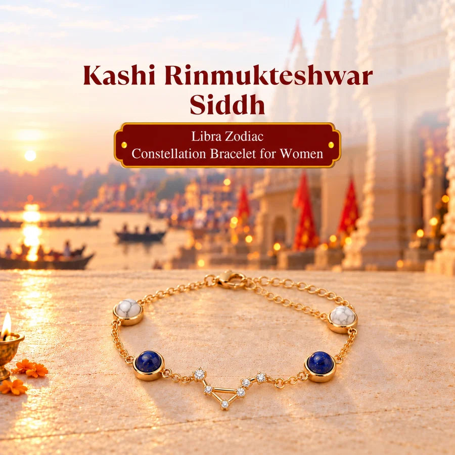 Kashi Rinmukteshwar Siddh Libra Zodiac Constellation Bracelet with Free Raw Selenite Plate