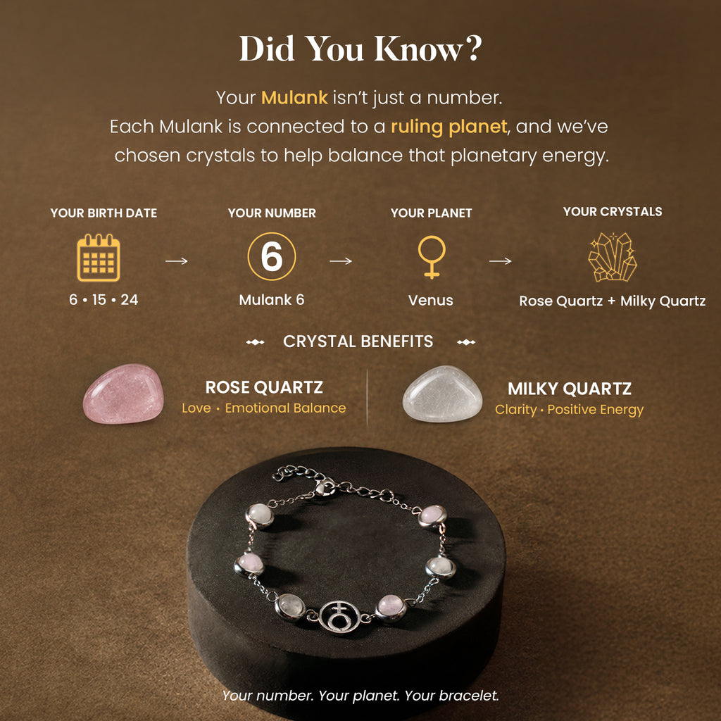 Kashi Rinmukteshwar Siddh Psychic Number 6 Venus Crystal Bracelet with FREE Raw Selenite Plate