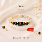 Pisces Zodiac Citrine & Tiger Eye Bracelet