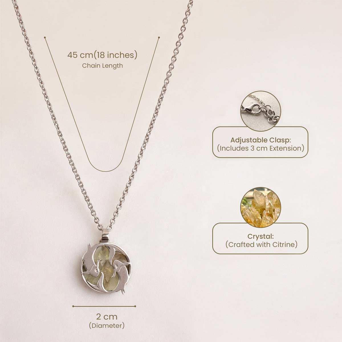 Pisces Pendant with Citrine