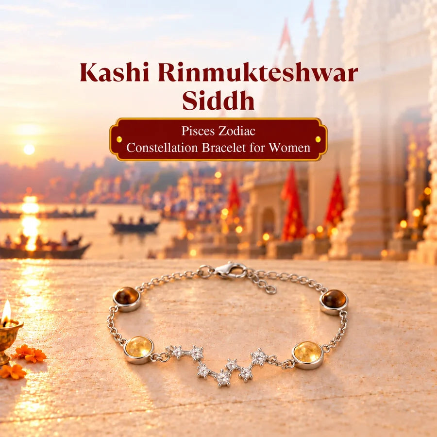 Kashi Rinmukteshwar Siddh Pisces Zodiac Constellation Bracelet with Free Raw Selenite Plate