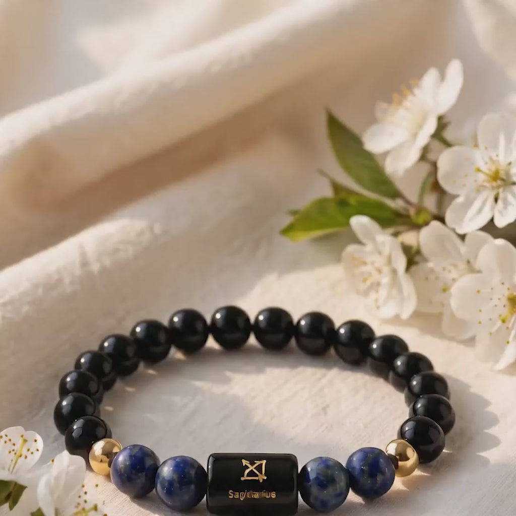 Kashi Rinmukteshwar Siddh Sagittarius Zodiac Bracelet With FREE Raw Selenite Plate