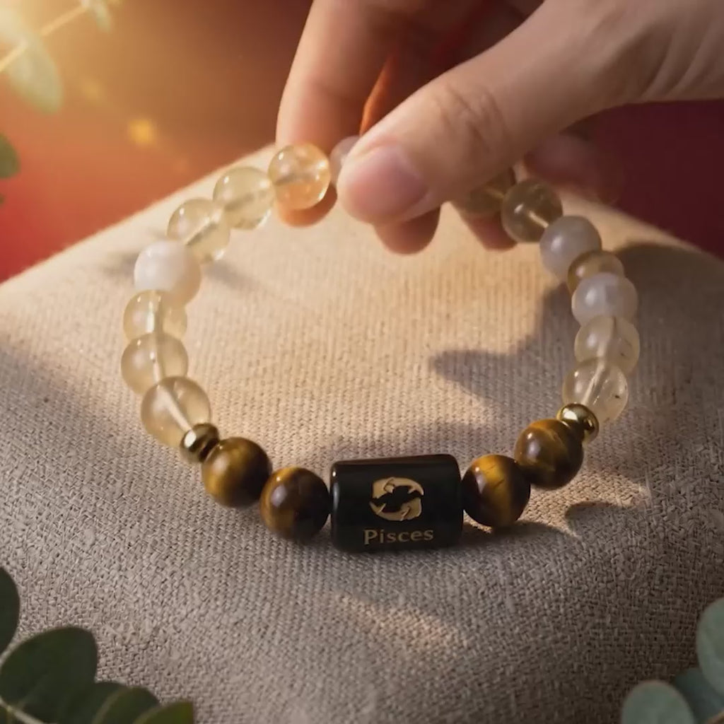 Kashi Rinmukteshwar Siddh Pisces Zodiac Bracelet With FREE Raw Selenite Plate