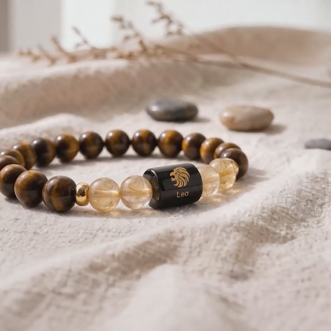 Kashi Rinmukteshwar Siddh Leo Zodiac Bracelet With FREE Raw Selenite Plate