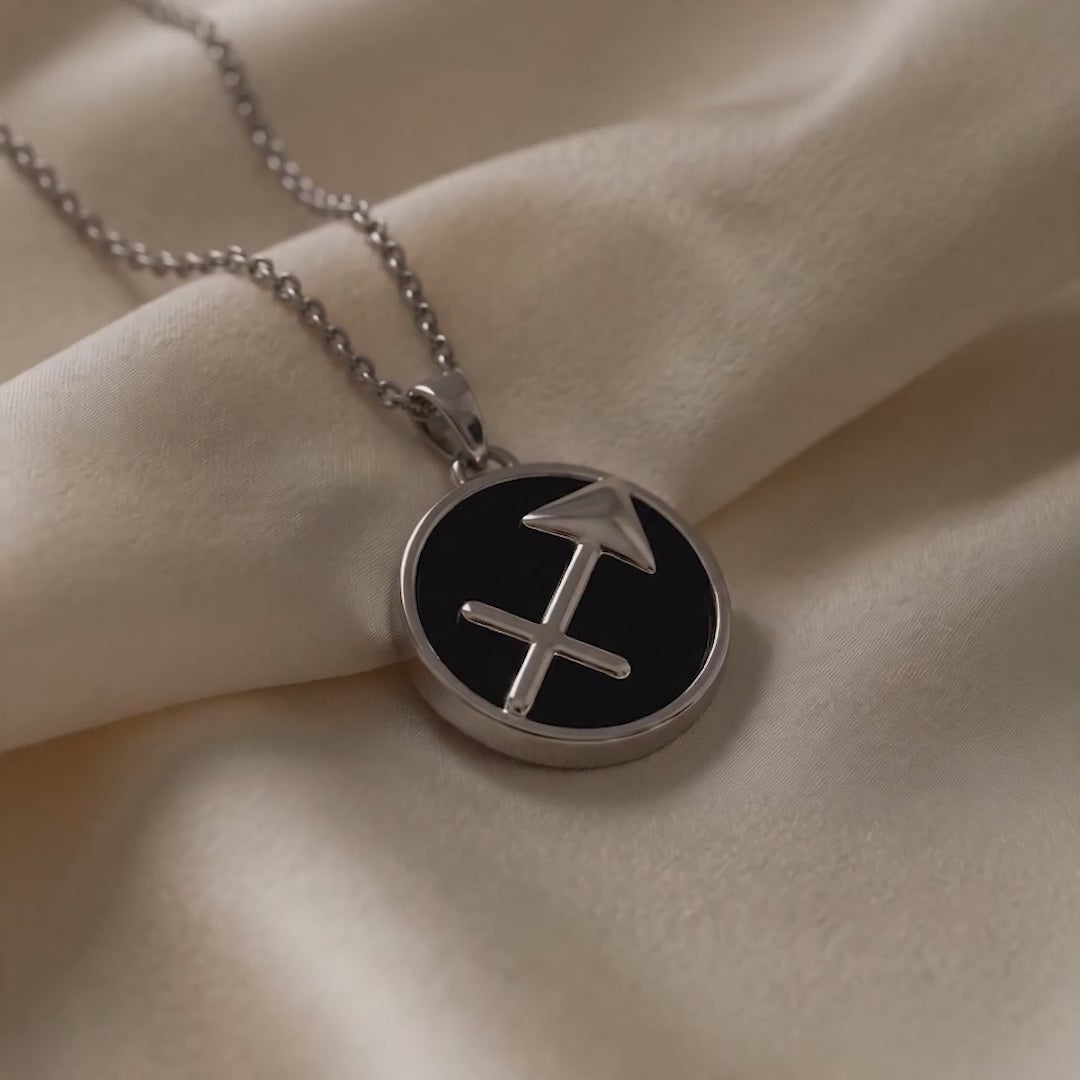 Sagittarius Pendant (धनु राशि) with Black Obsidian