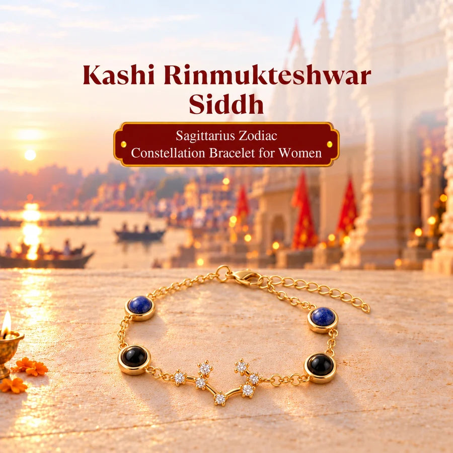 Kashi Rinmukteshwar Siddh Sagittarius Zodiac Constellation Bracelet with Free Raw Selenite Plate