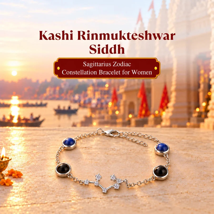 Kashi Rinmukteshwar Siddh Sagittarius Zodiac Constellation Bracelet with Free Raw Selenite Plate