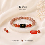Taurus Zodiac Sunstone & Carnelian Bracelet