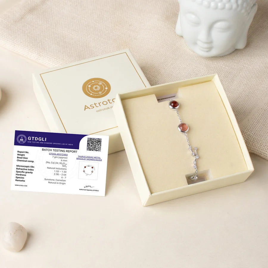 Kashi Rinmukteshwar Siddh Taurus Zodiac Constellation Bracelet with Free Raw Selenite Plate