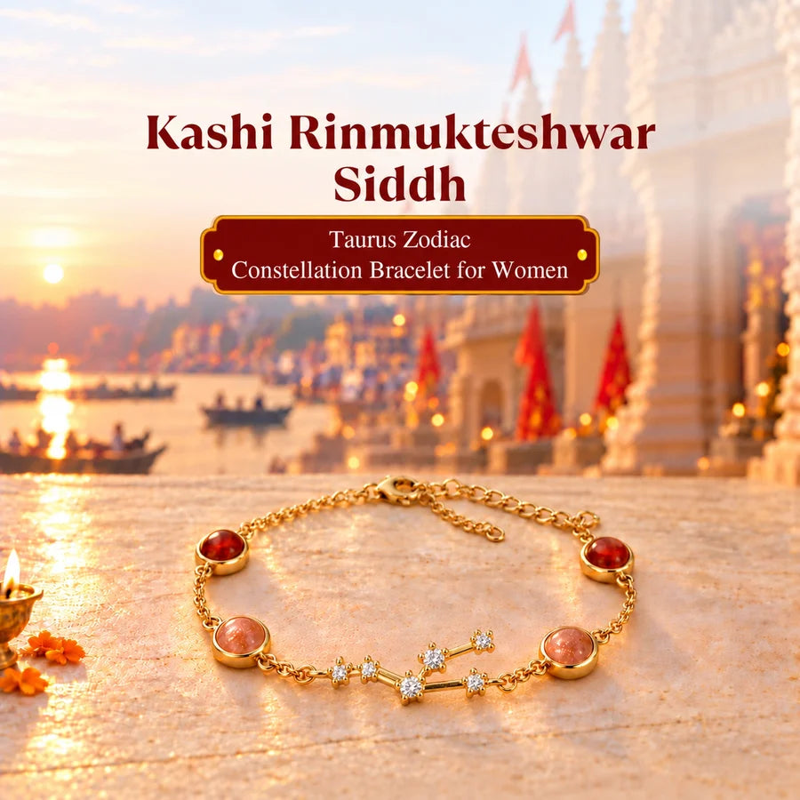 Kashi Rinmukteshwar Siddh Taurus Zodiac Constellation Bracelet with Free Raw Selenite Plate