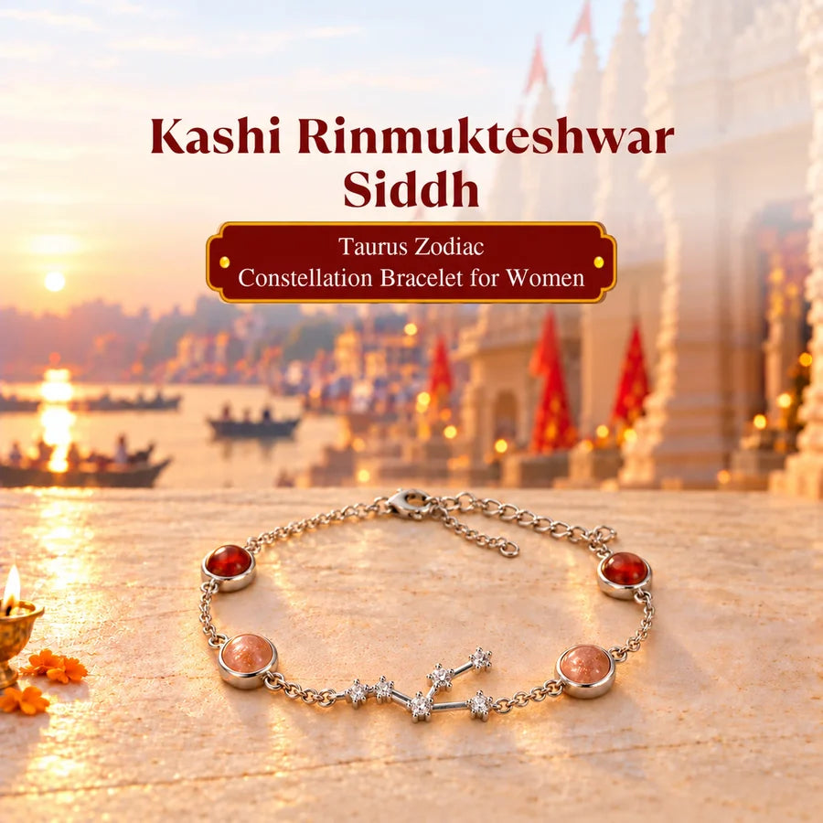 Kashi Rinmukteshwar Siddh Taurus Zodiac Constellation Bracelet with Free Raw Selenite Plate