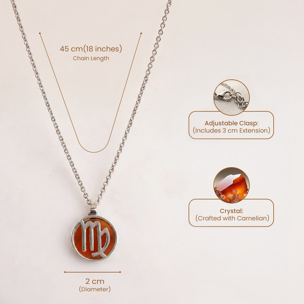 Virgo Pendant with Carnelian