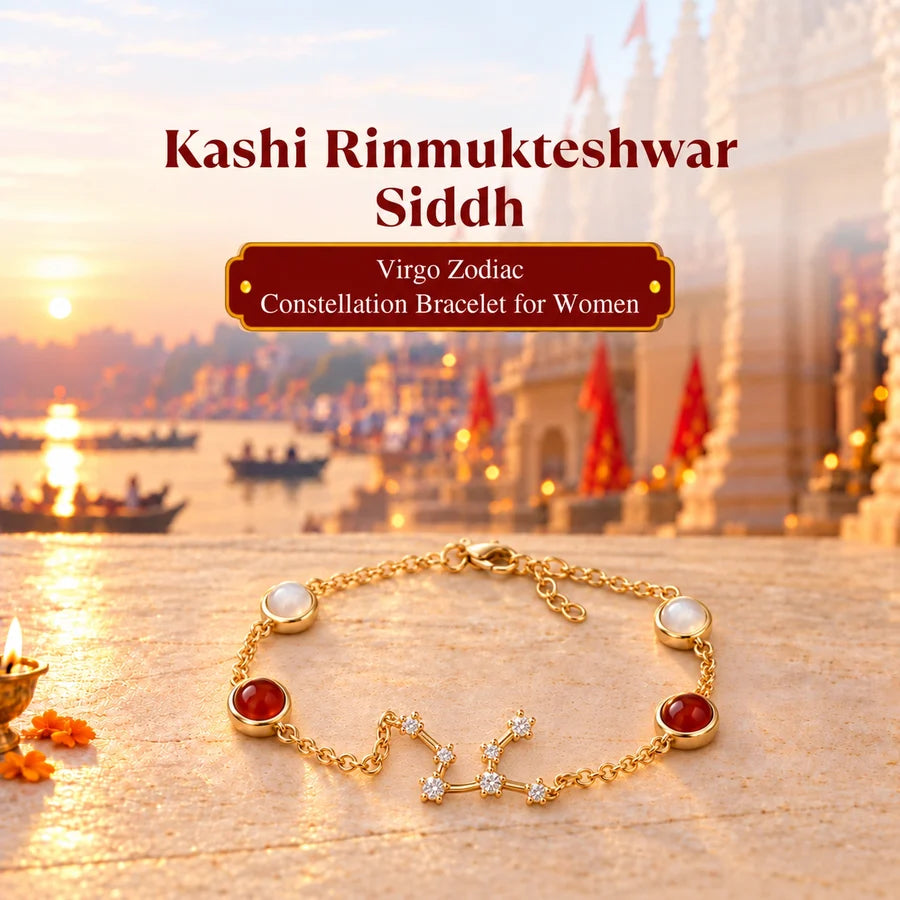 Kashi Rinmukteshwar Siddh Virgo Zodiac Constellation Bracelet with Free Raw Selenite Plate